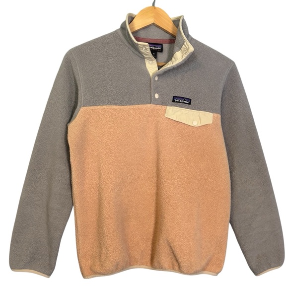 Patagonia‎ Women’s Synchilla Pink Grey Pullover Sweater - Picture 1 of 9